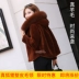 2018 chống mùa cừu cắt áo trùm đầu một Hàn Quốc nữ áo khoác mỏng dài tay lông ngắn cổ áo lông cáo