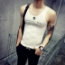 Mùa hè in ấn mồ hôi vest Hàn Quốc phiên bản của không tay Slim workout quần áo T-Shirt nam thể thao vest nam áo sơ mi áo T-Shirt mỏng áo thun nam thể thao Lót