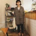 Mùa thu và mùa đông phụ nữ Hàn Quốc retro kẻ sọc dày len áo sinh viên lỏng phần dài houndstooth áo len áo khoác choàng nữ Áo Hàn Quốc