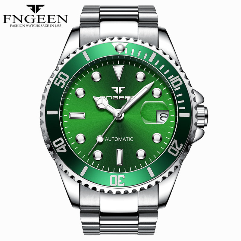 Fully automatic mechanical watch, green water ghost men's watch with calendar, waterproof luminous hollow tourbillon,_voghion.com