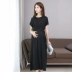 Bà bầu mùa hè 2019 mới cỡ lớn modal váy dài Phiên bản Hàn Quốc của bà bầu lỏng lẻo Đầm đen tay ngắn chuyên nghiệp - Áo thai sản