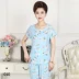 Trung niên mẹ bông lụa đồ ngủ phụ nữ có thể mặc trung niên mùa hè quần ngắn tay bông hai mảnh bông nhân tạo phù hợp với thời trang 2021 Bộ Pajama