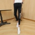 Quần nam Hàn Quốc phiên bản của xu hướng chín quần chân chặt chẽ của nam giới tám quần quần Slim in ấn đàn hồi 9 điểm quần âu quần jeans nam Quần mỏng
