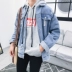 Áo khoác denim jacket nam Hàn Quốc phiên bản của xu hướng 2017 lỗ mới lỏng đẹp trai airwear sinh viên bf gió mùa xuân và mùa thu áo Áo khoác