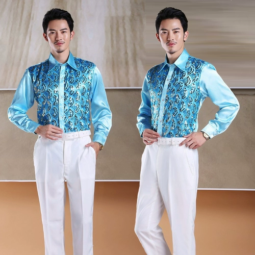 Color Sequen Shirt Stage Performance Mension's Plaza Plaza Dance Performance Performance Performance Performant Singer Clothing большой размер