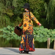 [韵 黄] Suxin tự chế mới váy gió quốc gia mùa xuân cho nữ đầm hai lớp dày - Váy dài