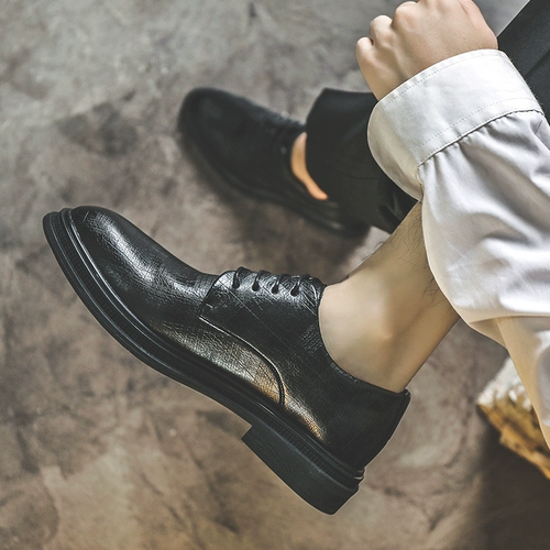 Летний дышащий черный пиджак классического кроя, в британском стиле, мягкая подошва, подходит для подростков