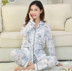 Đồ lót nữ trung niên và cao tuổi cotton dài tay mùa xuân và mùa thu đồ ngủ cho mẹ trung niên bộ pijama lụa Giống cái