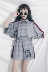 Harajuku phong cách hai mảnh nữ Hàn Quốc phiên bản của chic lỏng mỏng giản dị ngắn tay áo + cao eo quần short kẻ sọc phù hợp với Bộ đồ