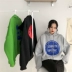 Mùa thu đông 2018 mới gió bf Harajuku cộng với áo len trùm đầu nhung dày nữ phiên bản Hàn Quốc của áo khoác học sinh lỏng lẻo