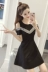2018 mùa hè mới thời trang Hàn Quốc tính khí nữ từ cổ áo quây mỏng ngắn tay một từ váy váy nữ