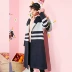La Chapelle Phong cách Hàn Quốc sọc mới tương phản khí chất Phong cách Hàn Quốc lỏng lẻo ol gió dài áo khoác len nữ - Áo Hàn Quốc