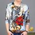 Mùa thu mới trung niên của nam giới V-Cổ in hoa áo len phần mỏng áo len cashmere Hàn Quốc phiên bản của lỏng T-Shirt nam quần áo Áo len Cashmere