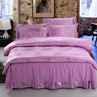 Bông Châu Âu Jacquard giường ăn mặc bốn mảnh bông dày bông trải giường Sheets 1.8 m giường đôi Quilt drap giường có viền