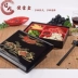 bộ chén đĩa cao cấp Gói kinh doanh hộp bento kiểu Nhật cao cấp hạt gỗ nhiều lưới dày lưới phụ hộp sushi bao bì nhựa hộp thức ăn nhanh dĩa trắng Đồ ăn tối