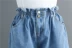 Mùa hè mới nóng hoang dã quần thun co giãn eo lớn kích thước lớn của phụ nữ rửa nước cũ màu xanh nhạt cuộn ngắn quần short denim - Quần jean