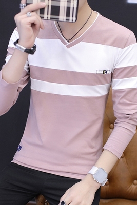 Mùa xuân mỏng nam áo sơ mi V-Cổ người đàn ông mới của dài tay T-Shirt Hàn Quốc phiên bản của khí đẹp trai 桖 mặc bên ngoài áo sơ mi quần áo phổ biến của nam giới Áo phông dài