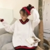 Mùa xuân của phụ nữ 2018 mới của Hàn Quốc phiên bản của ngọt ngào V-Cổ màu phù hợp với cộng với nhung dài tay áo len sinh viên hoang dã áo khoác áo sơ mi Áo len