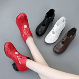 Белая летняя обувь для кожаной обуви, дышащие сандалии для матери, сапоги, из натуральной кожи, большой размер