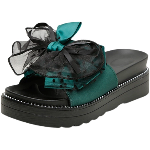 Тапочки с бантиком на платформе, обувь, нескользящие слайдеры, коллекция 2023