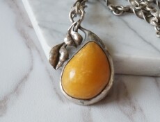 Украшения на шею 德国古董首饰 全手工打制老蜜蜡挂件连项链 重22.9克