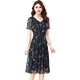 Váy voan hoa mùa hè 2021 váy mẹ trung niên mới size phụ nữ co giãn eo cao váy chữ a phong cách phương tây - Váy eo cao