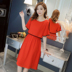 Cho con bú dress 2018 mùa hè mới đoạn dài off-the-vai voan váy sau sinh hot mom out ăn cho con bú quần áo đầm xoắn eo cao cấp Váy eo cao