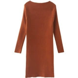 Демисезонное шерстяное платье, трикотажный свитер, длинная приталенная юбка, увеличенная толщина, длинный рукав, с рукавом, средней длины