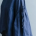 [清 濯] tòa án Retro lá sen lớn tay áo lỏng lẻo bông và vải lanh đầu mùa thu màu xanh hải quân áo sơ mi Áo sơ mi