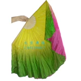 Оригинальный фанат танца зеленый июньский фанат Qinghe Double -Sided Dance Gradient Color и Long Fan Fan Real Silk Fan Fan Fan