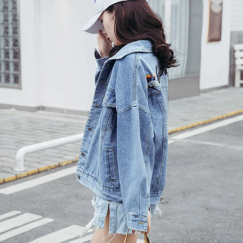Denim fashionable jacket for students, 2021 collection, Korean style