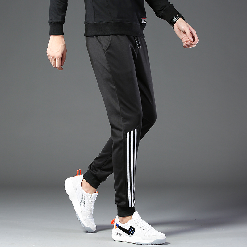 秋季三条杠运动裤男条纹休闲长裤青少年学生束脚运动裤307