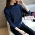 Mùa xuân và Mùa Thu Phụ Nữ Mới của Hàn Quốc phiên bản của các sinh viên lỏng lẻo áo sơ mi ngắn áo len áo len đầu vòng cổ áo len của phụ nữ áo sơ mi dày thoi trang nu Áo / áo thun