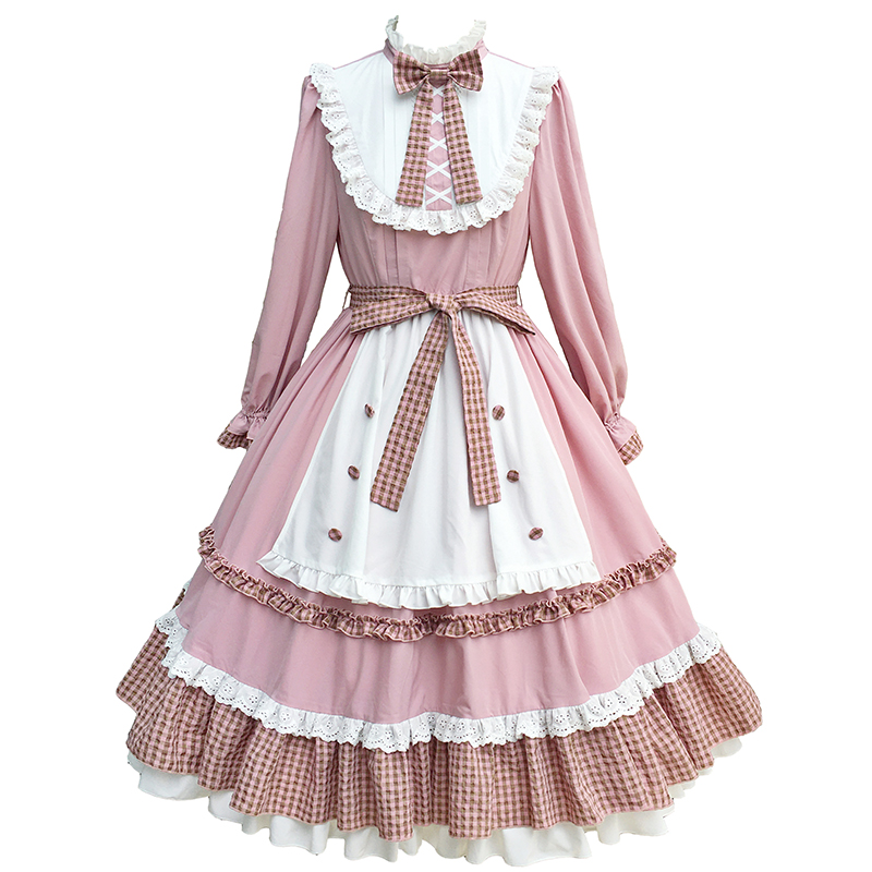 Pre Sale【 Bohr miss op 】 with puji original self-control Lolita Dress Small stand collar maid apron Big swing