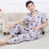 Mùa hè đồ ngủ nam cotton ngắn tay quần dịch vụ nhà hai mảnh nam dệt bông đồ ngủ set sọc lưới bộ mặc nhà big size Nam giới