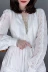 Siêu thần tiên khí chất viền ren thêu nữ thần quạt váy trắng 2022 mùa thu mới ga châu âu xu hướng hàng hóa châu âu Váy