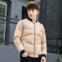 Áo khoác cotton mùa đông cho nam Áo khoác mỏng Hàn Quốc Taipa mới áo khoác cotton màu rắn trẻ trung áo da bomber nam