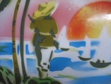 Чашка 包文革1970年南海民兵站岗守海防人物搪瓷盘石家庄出品