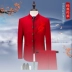 Bộ đồ nam bộ ba bộ đồ Trung Sơn đứng cổ áo phù hợp với thủy triều nam phiên bản Hàn Quốc của chủ nhà chú rể mã lớn - Suit phù hợp quần dài nam Suit phù hợp