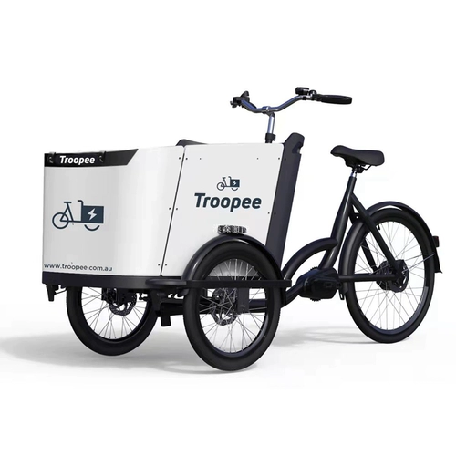 Грузовой велосипед европейский инвертированный трехколлетний велосипедный велосипед, восемь среднего электрического электрического электрического электрического и электрического мощности.