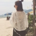 Mùa hè Hàn Quốc ren thêu voan quần áo chống nắng của phụ nữ lỏng lẻo ngắn áo khoác khăn choàng kem chống nắng áo sơ mi phần mỏng cardigan triều Áo sơ mi chiffon ren