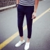 Chín quần nam mùa hè phần mỏng sinh viên mỏng chân quần xu hướng Hàn Quốc phiên bản của thanh niên của nam giới thường 9 điểm quần Crop Jeans