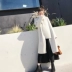 Sukii SR 2017 mùa đông mới hit màu V-Cổ phần dài handmade hai mặt áo khoác nữ với hit màu khăn
