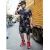 2018 mùa hè mới thể thao ngắn- tay người đàn ông giản dị graffiti xu hướng in ấn thiết lập của nam giới cộng với chất béo kích thước lớn quần áo của nam giới set đồ nam Bộ đồ