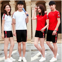 Mùa hè thể thao phù hợp với nam giới kích thước lớn cotton couple casual thể thao ngắn tay quần short hai mảnh của phụ nữ chạy quần áo quần áo thể thao nam