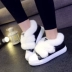 Giày trắng nhỏ cho nữ mùa đông cộng với nhung 2018 mới đôi giày tuyết đỏ tuyết sinh viên phiên bản Hàn Quốc hoang dã của giày len Giày cotton ấm áp