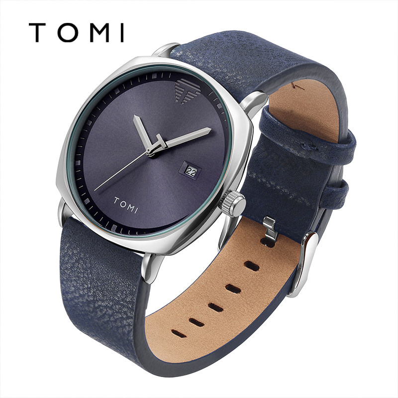 TOMI Calendar Simple Men's Quartz New Leisure Trend Student Waterproof Large Dial Movement Mirror Face Watch_voghion.com