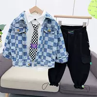 Джинсовая демисезонная детская куртка для мальчиков, модный джинсовый топ, в корейском стиле, подходит для подростков, осенняя, коллекция 2021