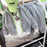 Детский осенний спортивный кардиган, комплект для мальчиков, толстовка, детские штаны, в корейском стиле