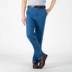 Mùa hè phần mỏng jeans nam cao eo thẳng trung niên lỏng bốn mùa squat đàn hồi cha casual quần dài